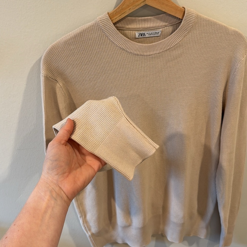 Zara Women’s Light Pink Crewneck Knit Sweater Long Sleeve Size S